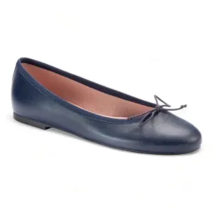 49909 - Navy Leather Teens Bow Shoe