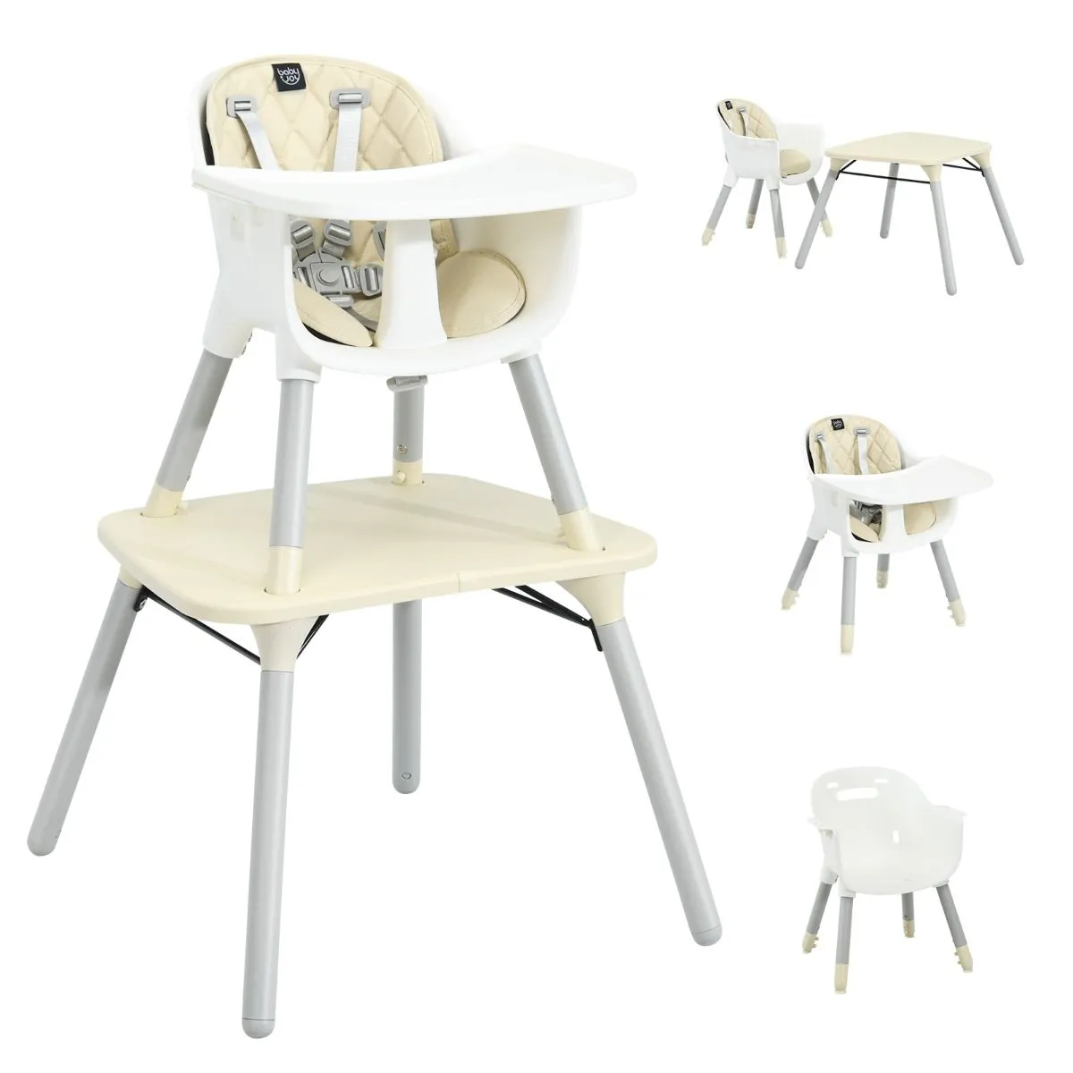 5-in-1 Combination Baby High Chair | Removable Tray 5 Point Harness | Low Chair | Table & Chair Set