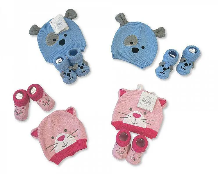 Baby Knitted Hat and Booties Set (Gp 2516-0683)