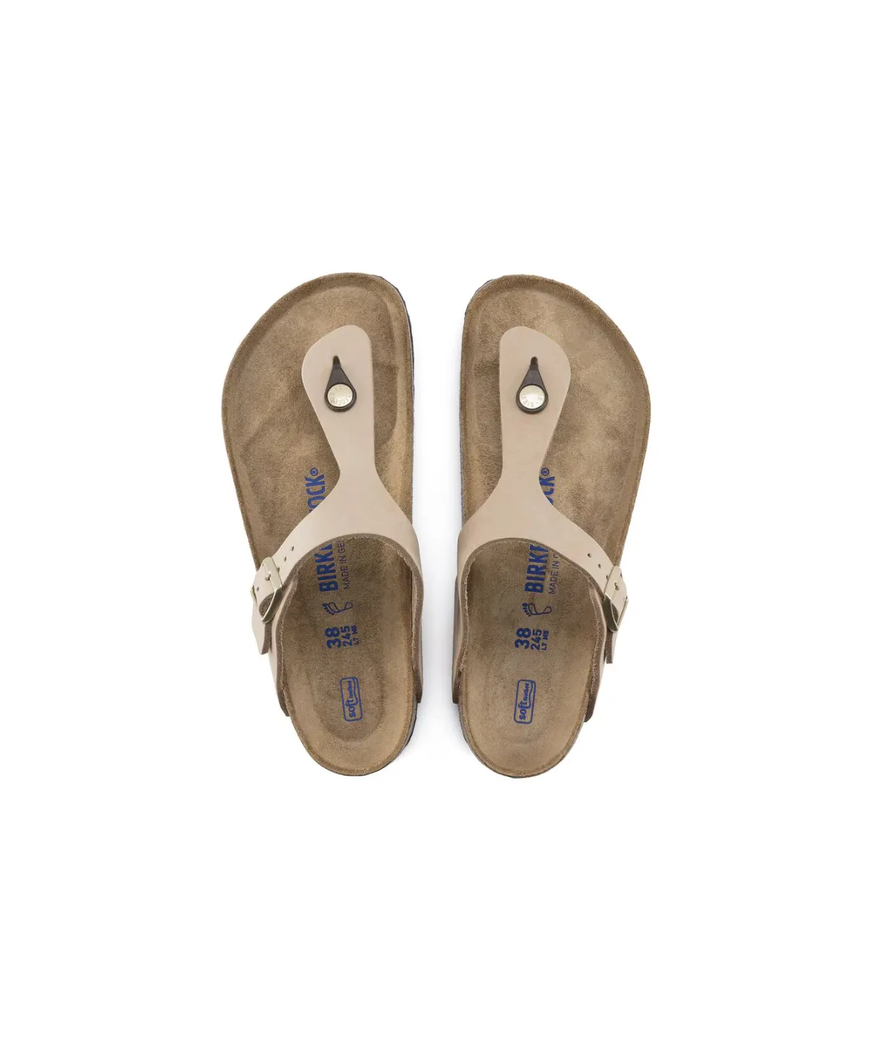 Birkenstock Gizeh Nubuck Leather Sandcastle Soft Footbed Sandals