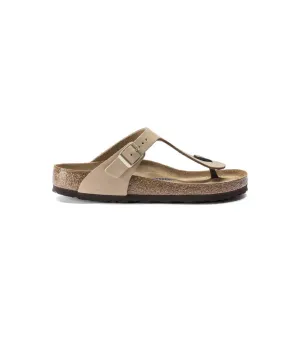 Birkenstock Gizeh Nubuck Leather Sandcastle Soft Footbed Sandals