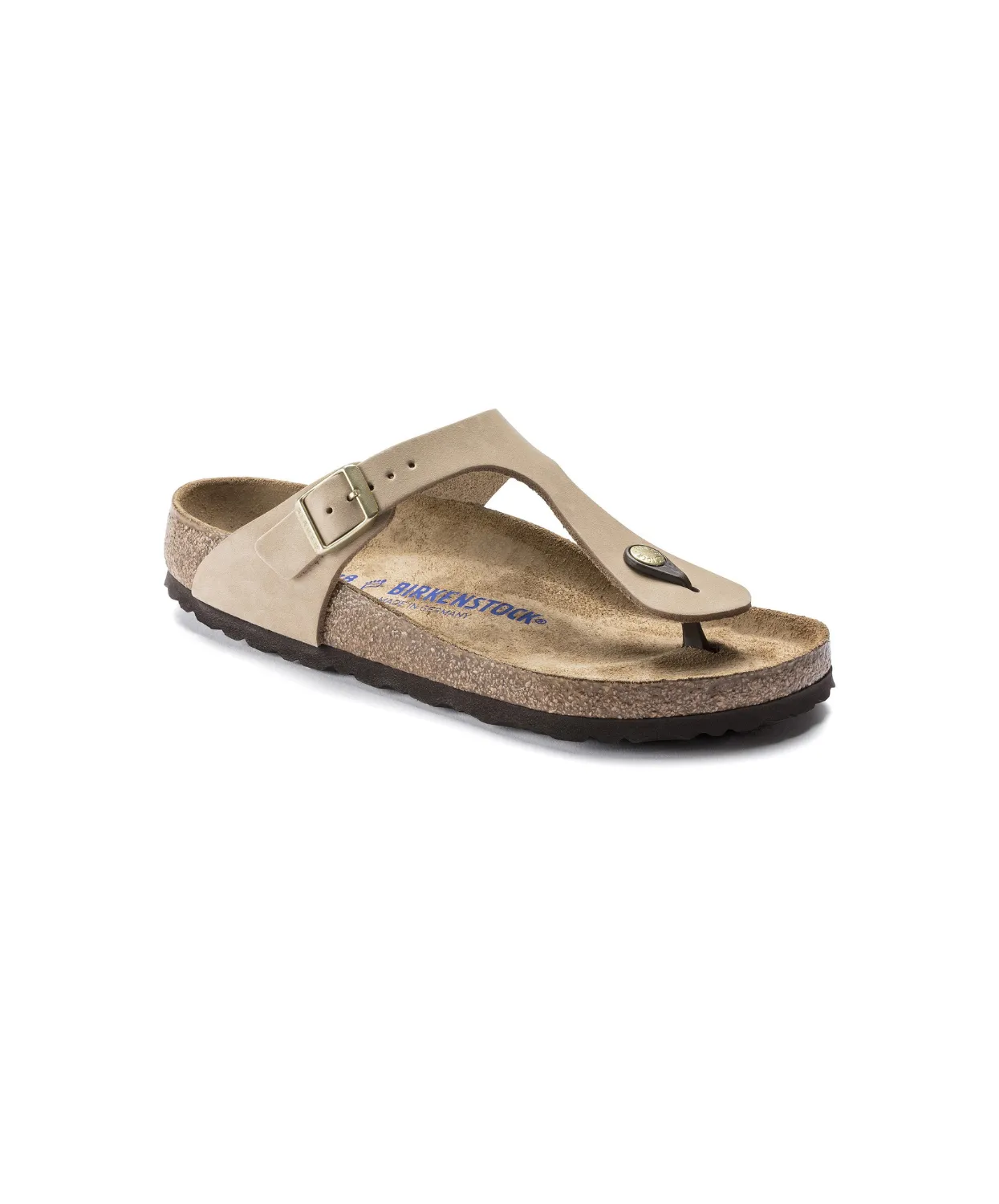 Birkenstock Gizeh Nubuck Leather Sandcastle Soft Footbed Sandals
