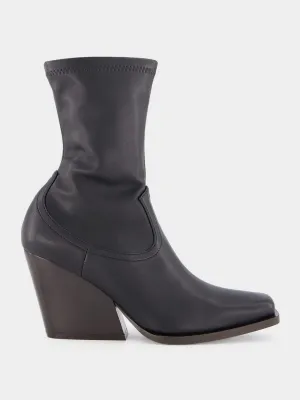 Black Cowboy Stretch High-Heel Booties