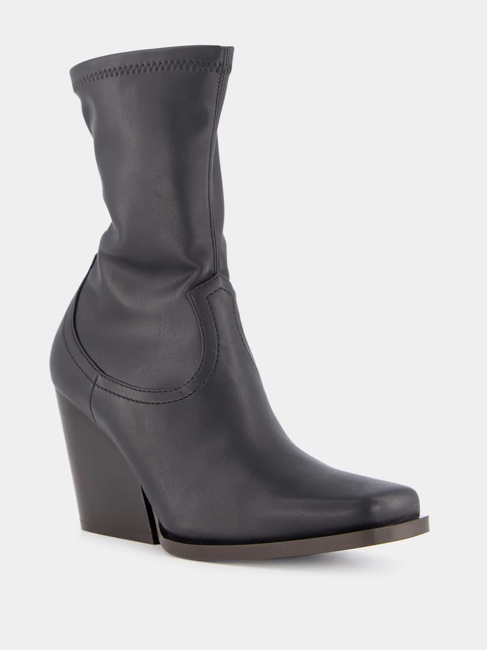 Black Cowboy Stretch High-Heel Booties