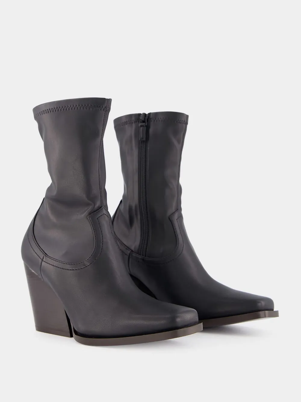 Black Cowboy Stretch High-Heel Booties
