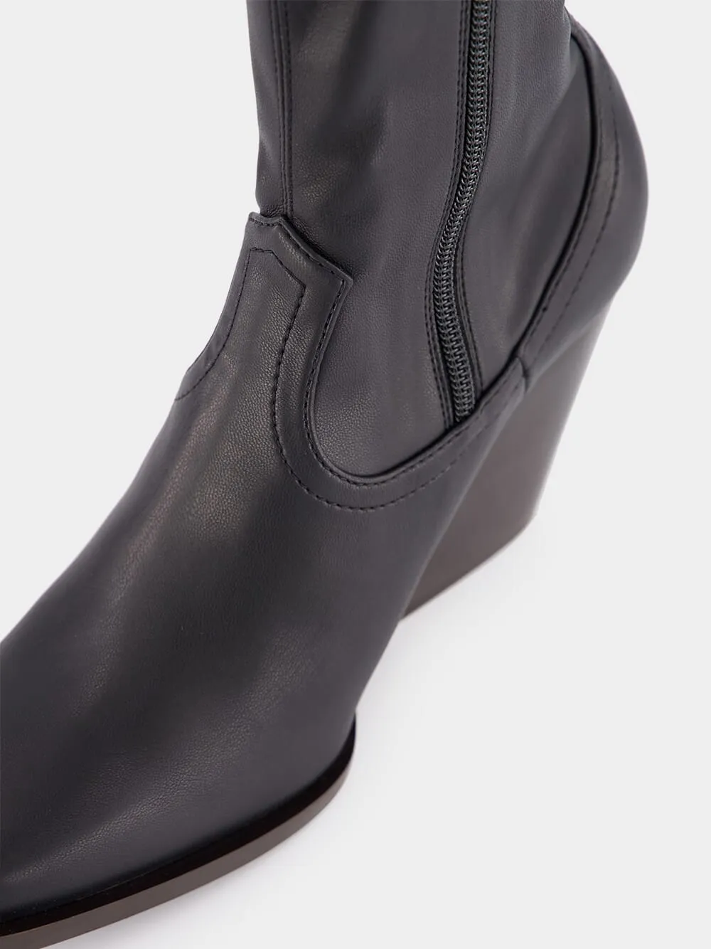 Black Cowboy Stretch High-Heel Booties