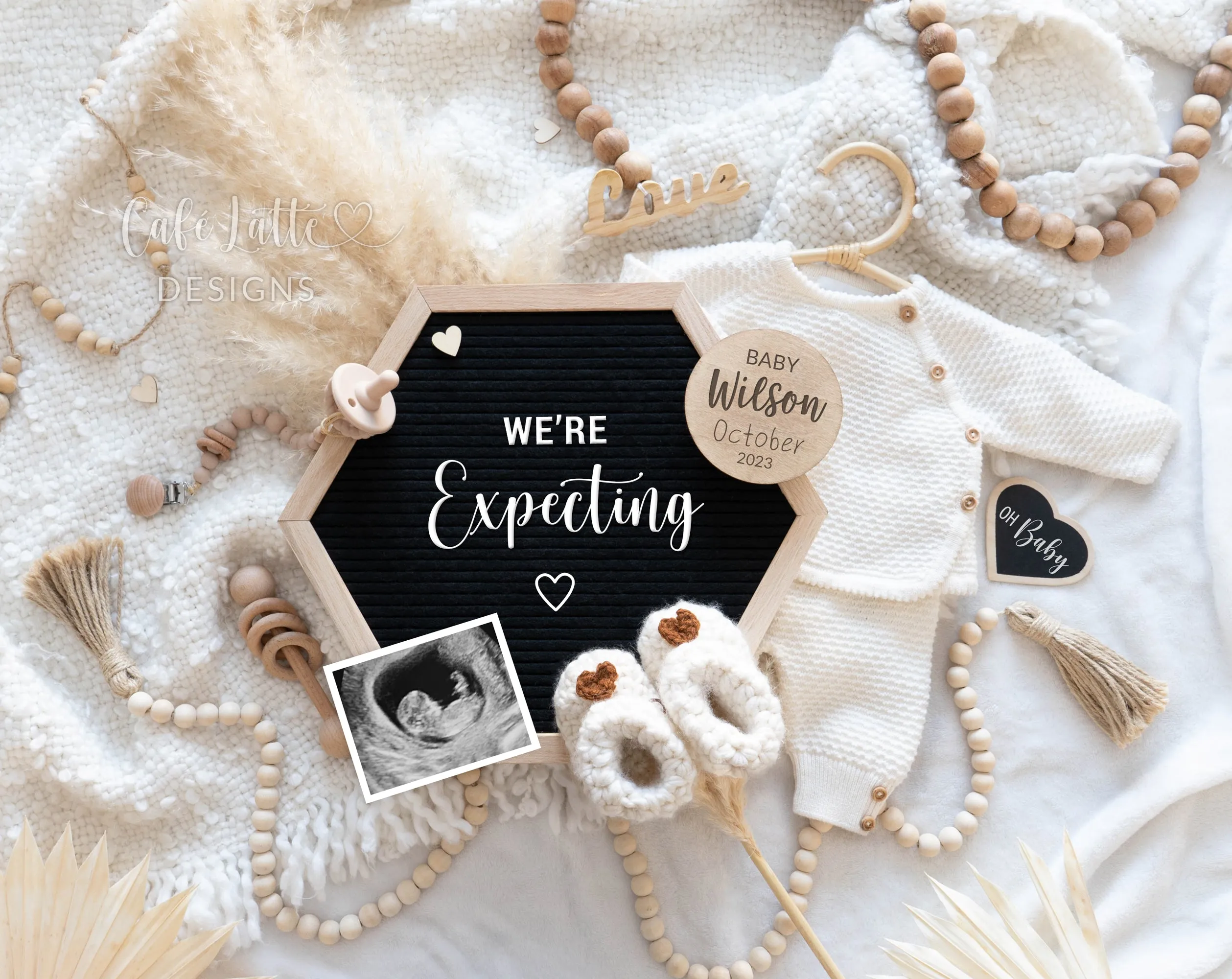 Boho Baby Announcement Digital Reveal For Social Media, Gender Neutral Pregnancy