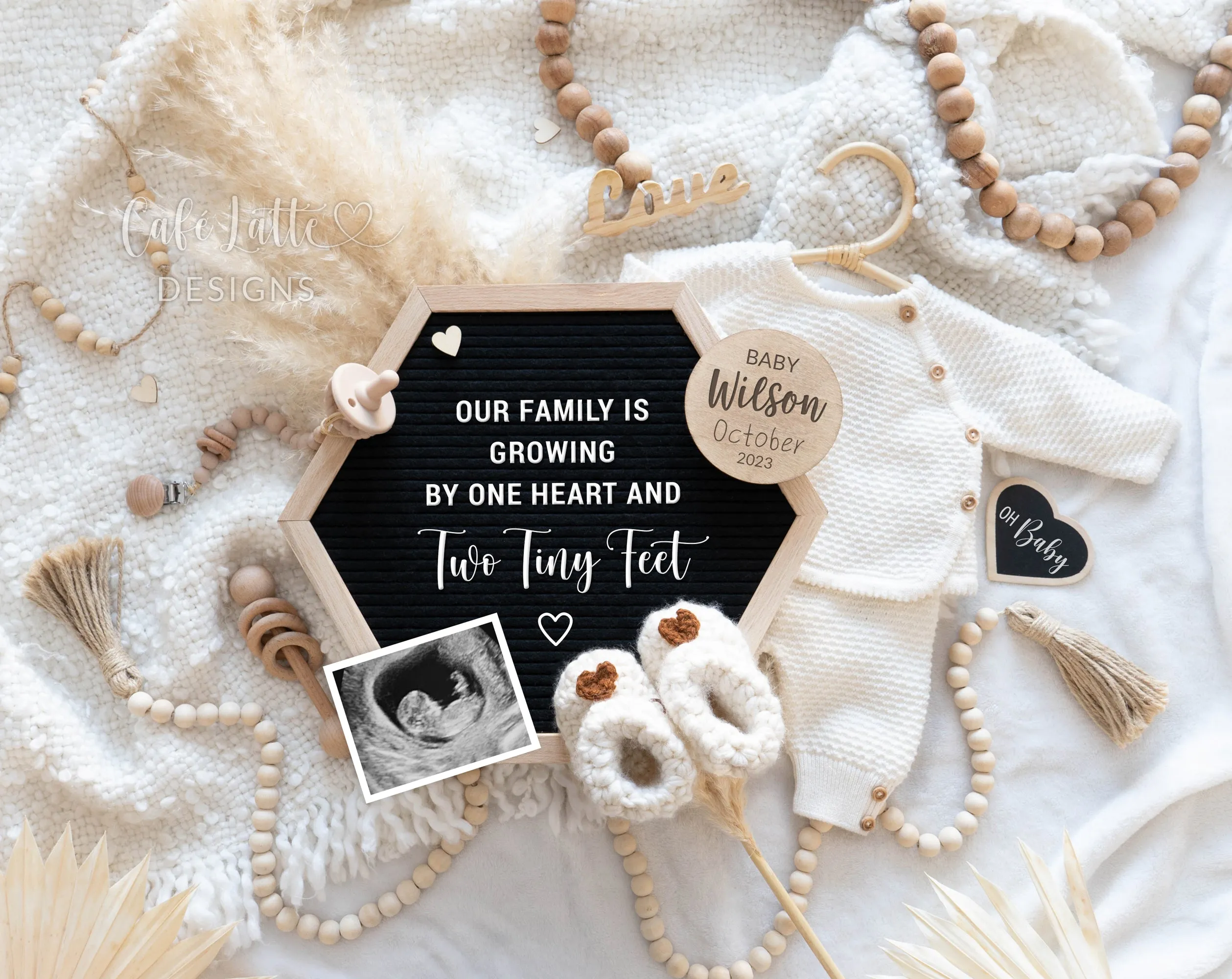 Boho Baby Announcement Digital Reveal For Social Media, Gender Neutral Pregnancy