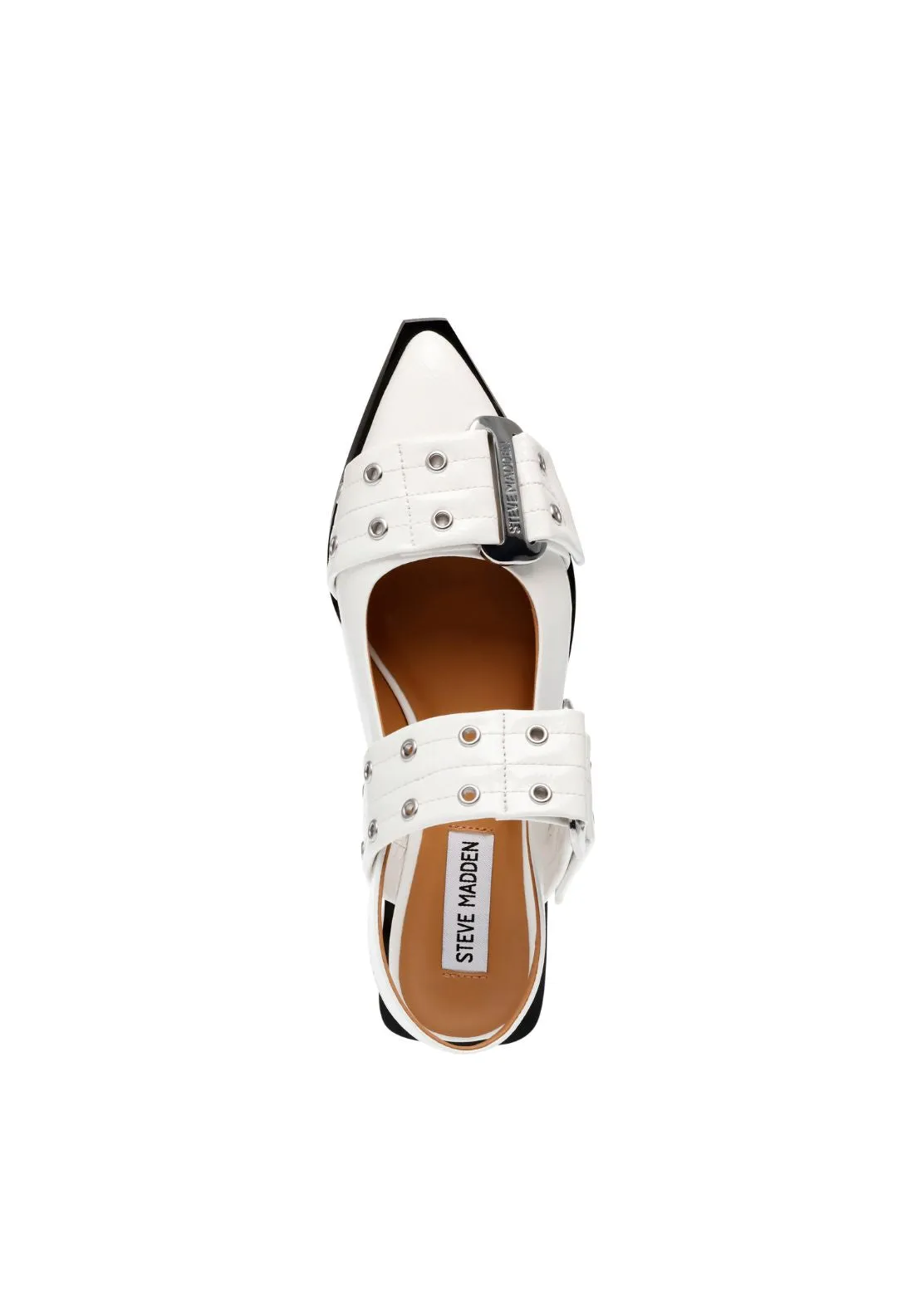 Buckle Stud Flat Shoe - White