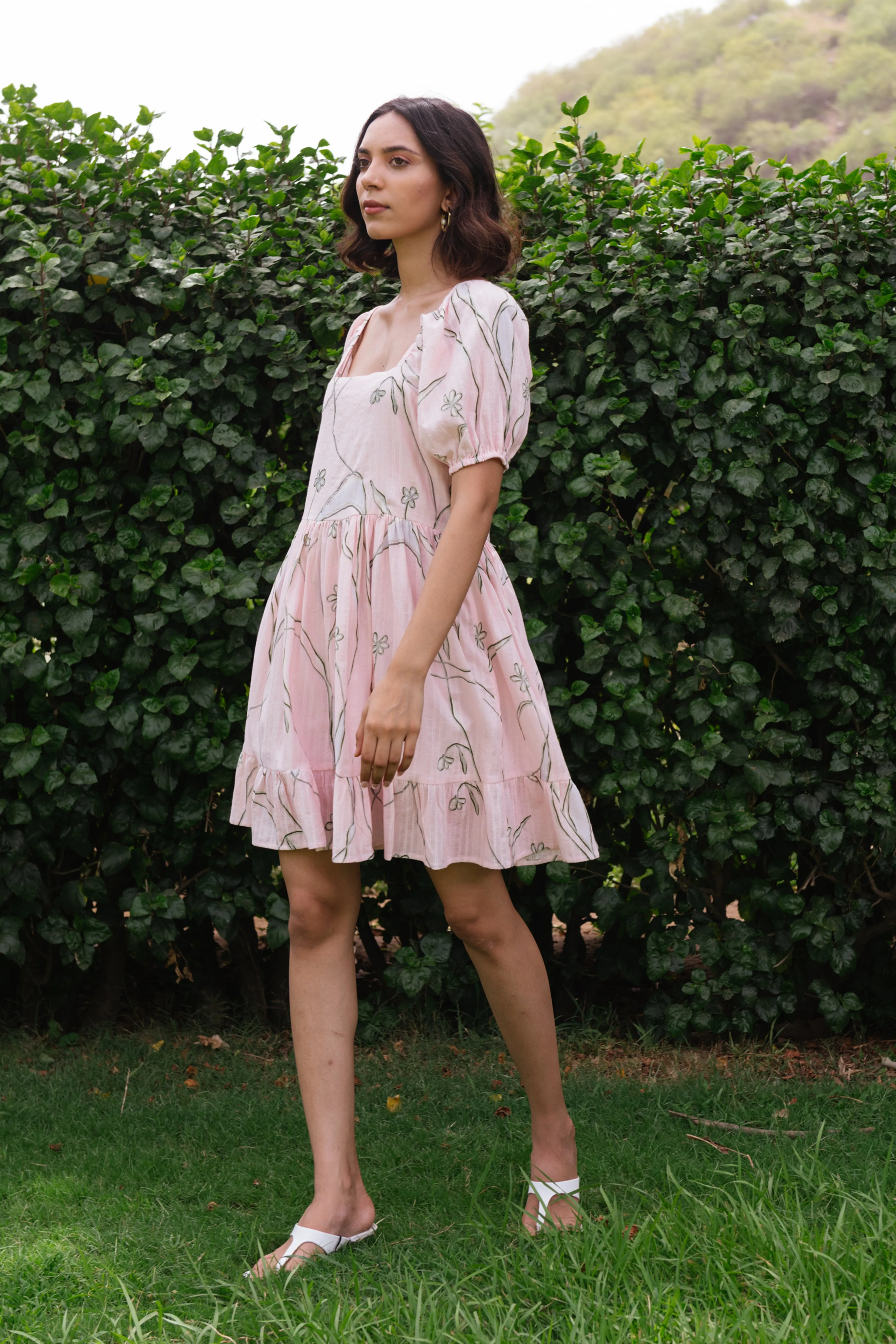 Cherry Blossom Printed Mini Dress