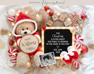 Christmas Digital Baby Announcement - Bear