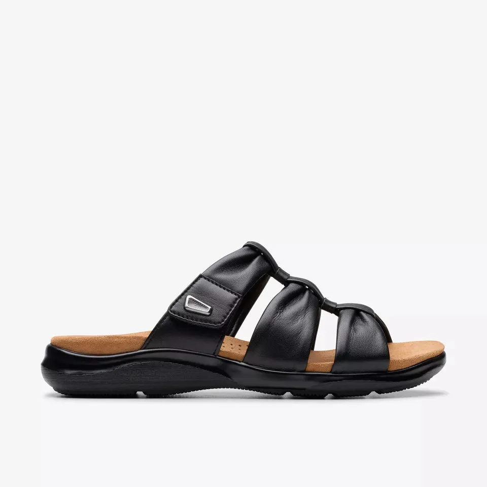 Clarks Women's Kitly Slide Black Leather 26181442