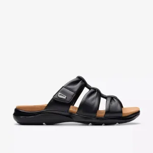 Clarks Women's Kitly Slide Black Leather 26181442