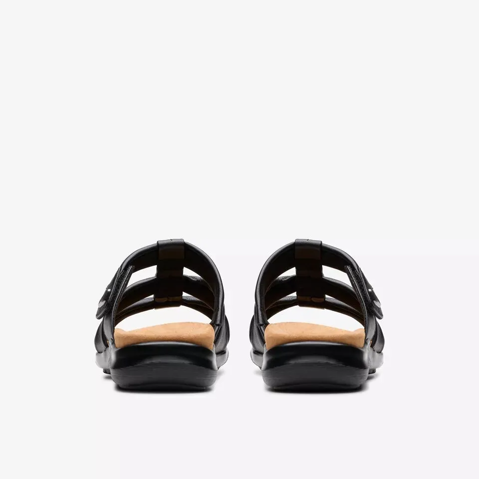 Clarks Women's Kitly Slide Black Leather 26181442