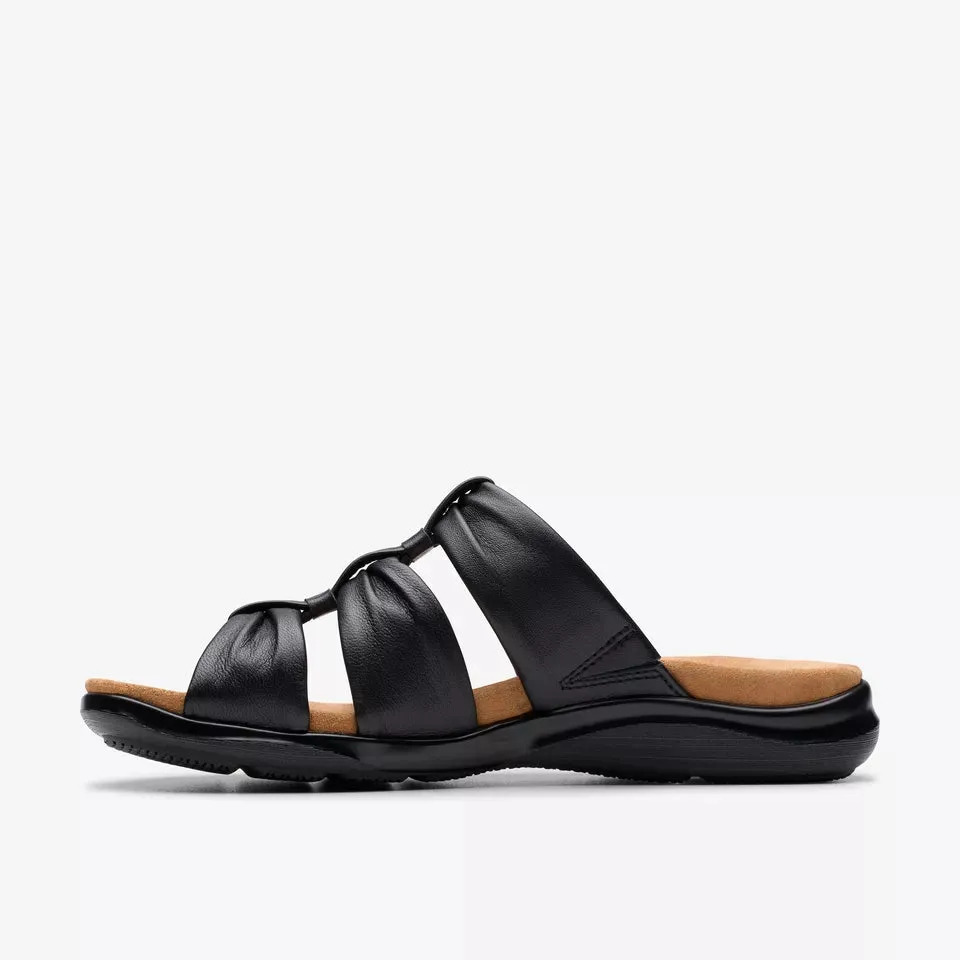 Clarks Women's Kitly Slide Black Leather 26181442