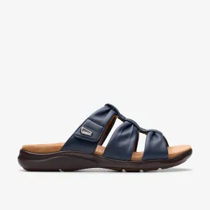 Clarks Women's Kitly Slide Navy Leather 26181445