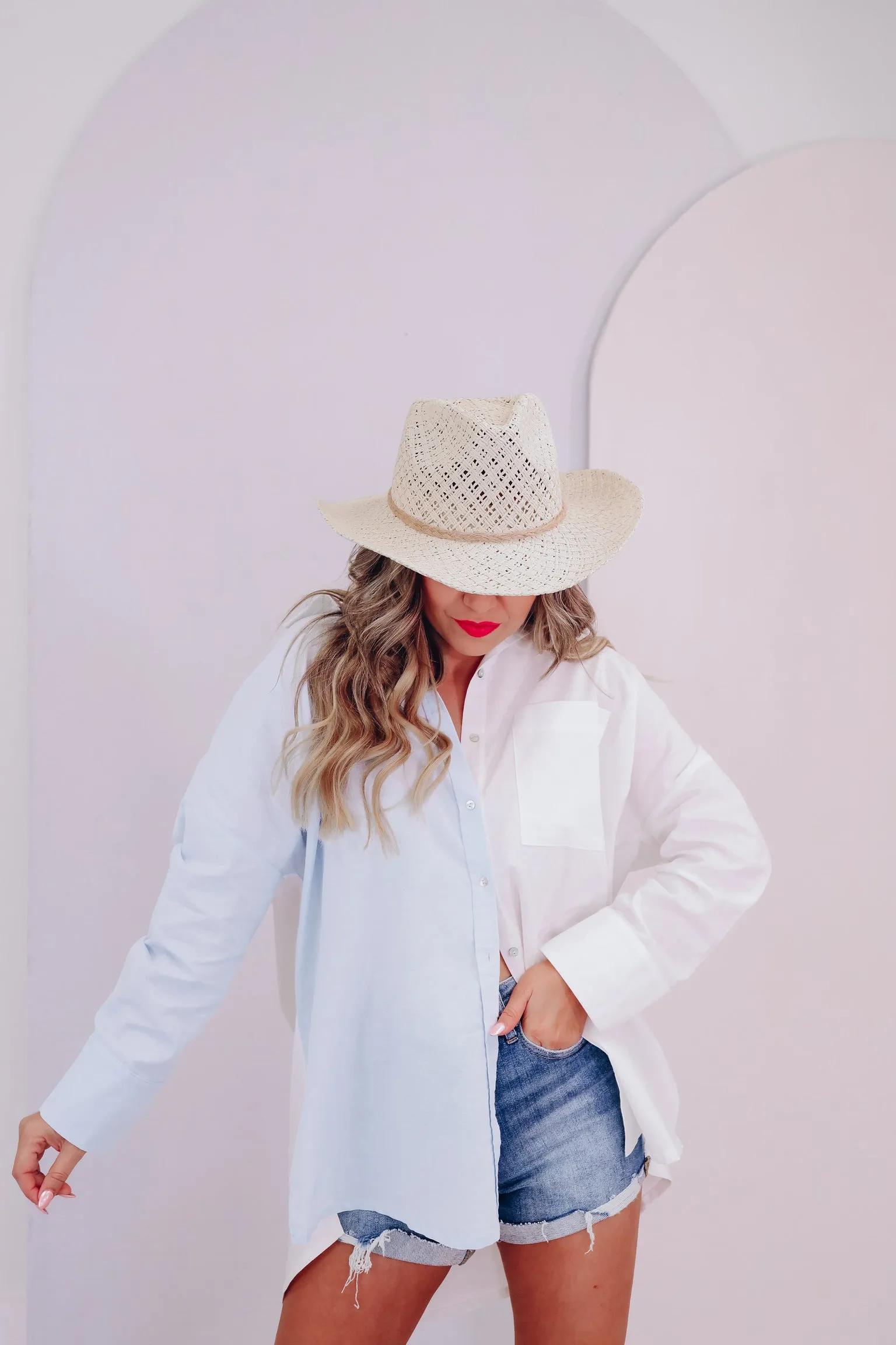 Coastal Color Block Button Up Shirt - Blue