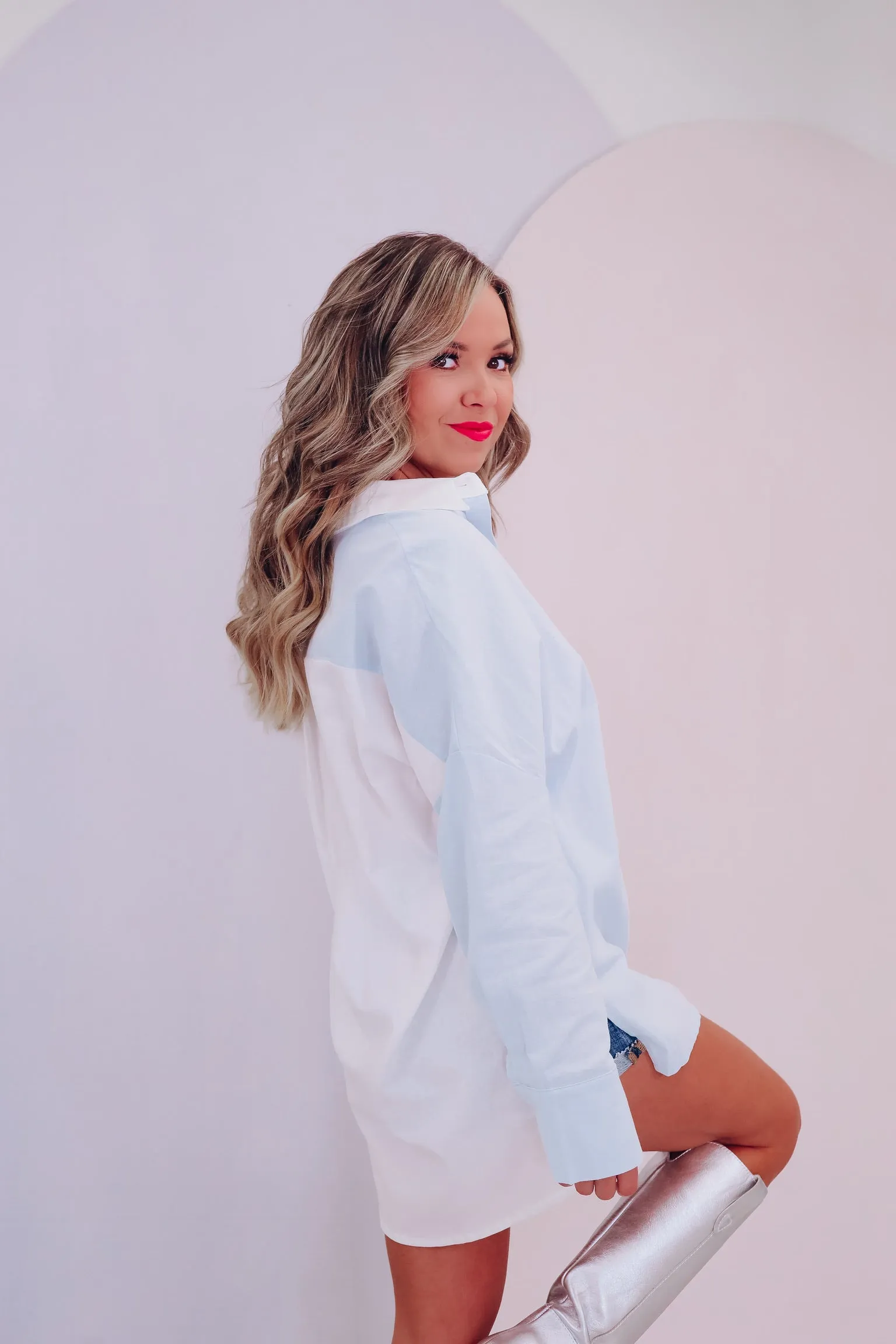 Coastal Color Block Button Up Shirt - Blue