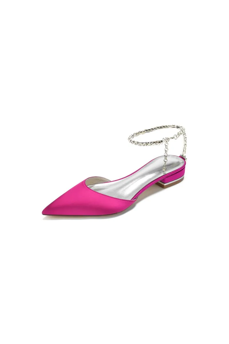 Crystal Strap Cocktail Pointed Toe Flats