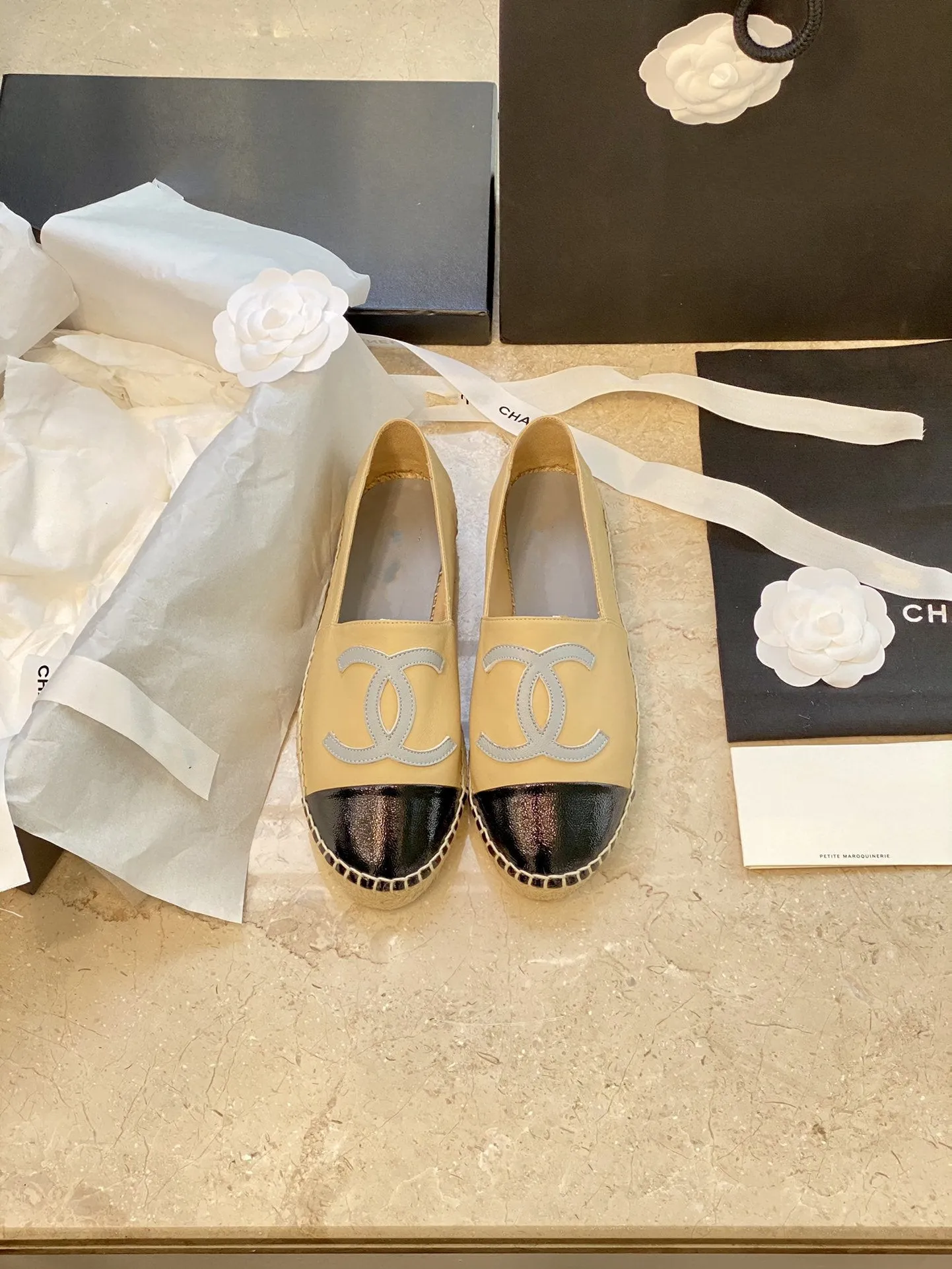 espadrilles beige balck lambskin