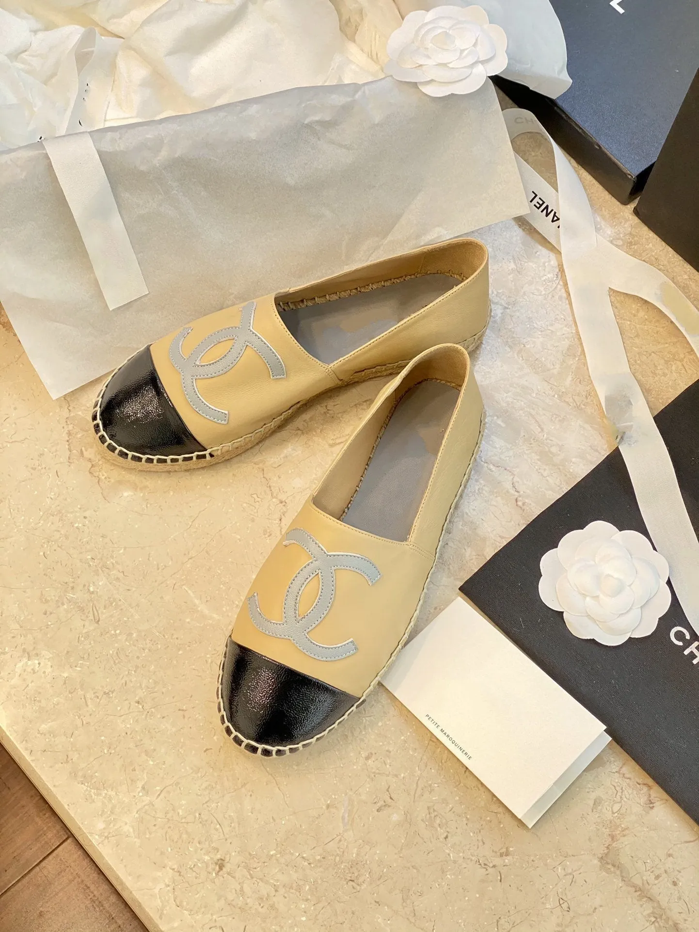 espadrilles beige balck lambskin
