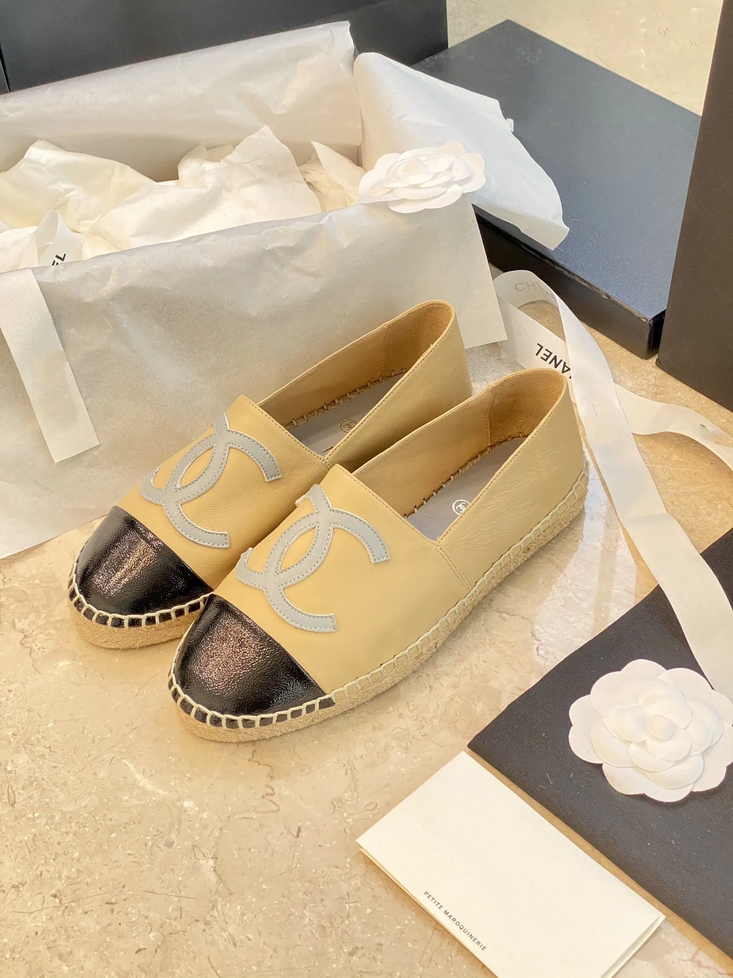espadrilles beige balck lambskin