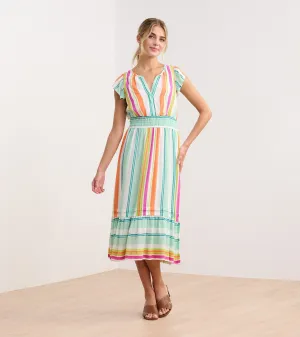 Fiona Midi Dress - Sea Glass Stripes