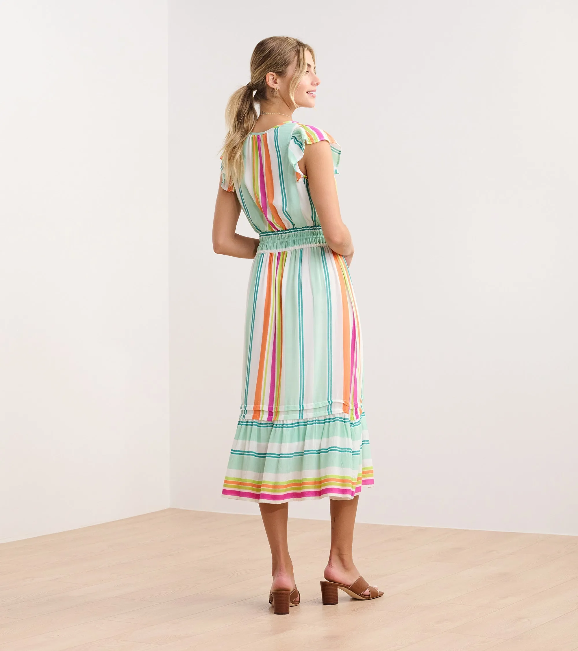 Fiona Midi Dress - Sea Glass Stripes