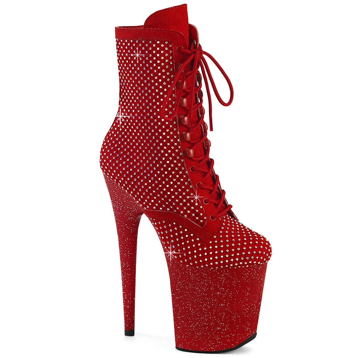 FLAMINGO-1020RM  Red Faux Suede-RS Mesh/Red Matte