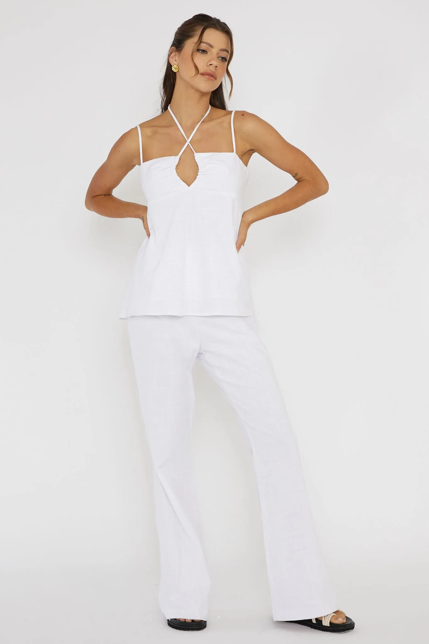 Freestyle Neck Tie Top White