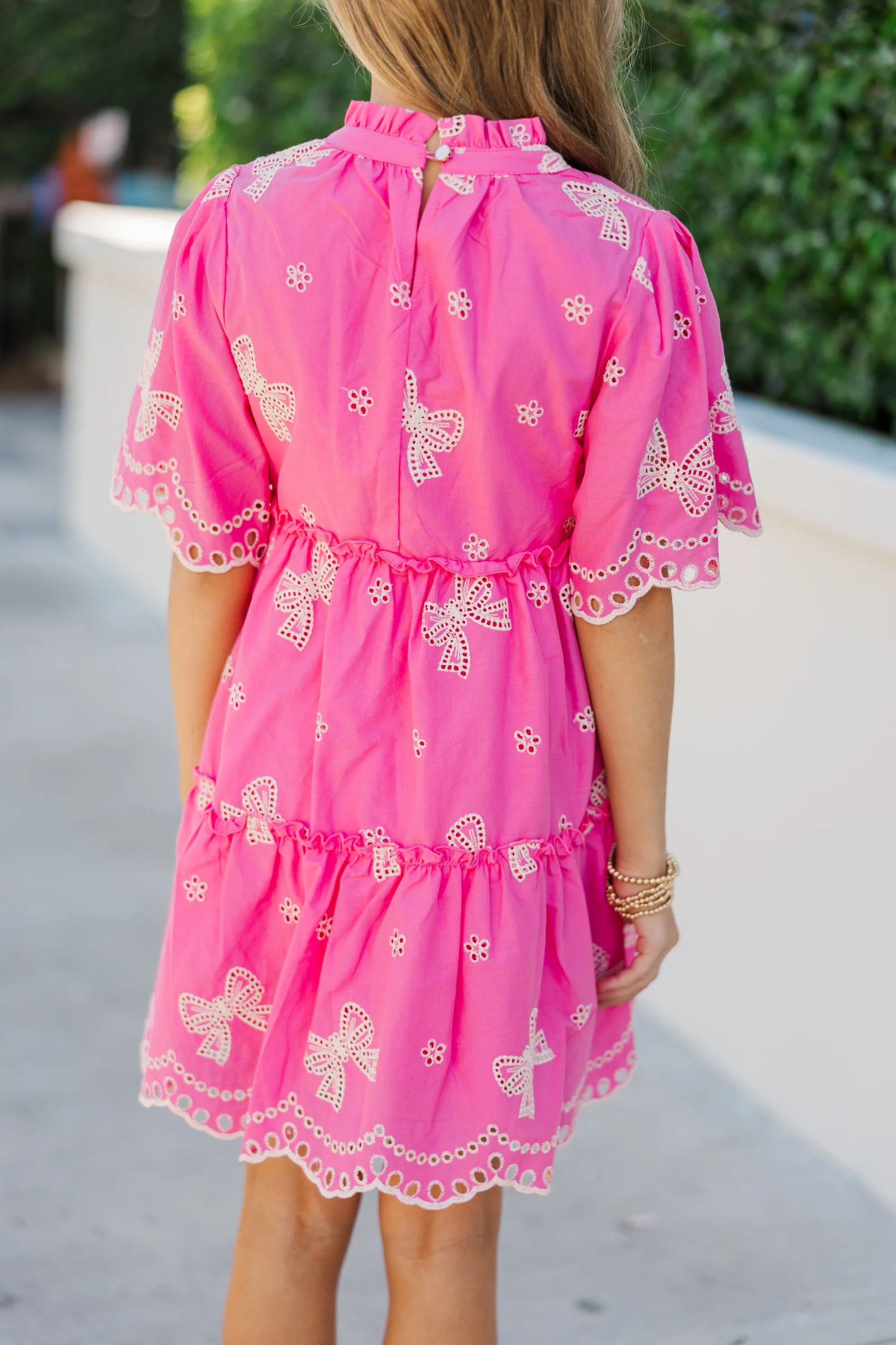 Girls: The Stephanie Fuchsia Pink Eyelet Dress