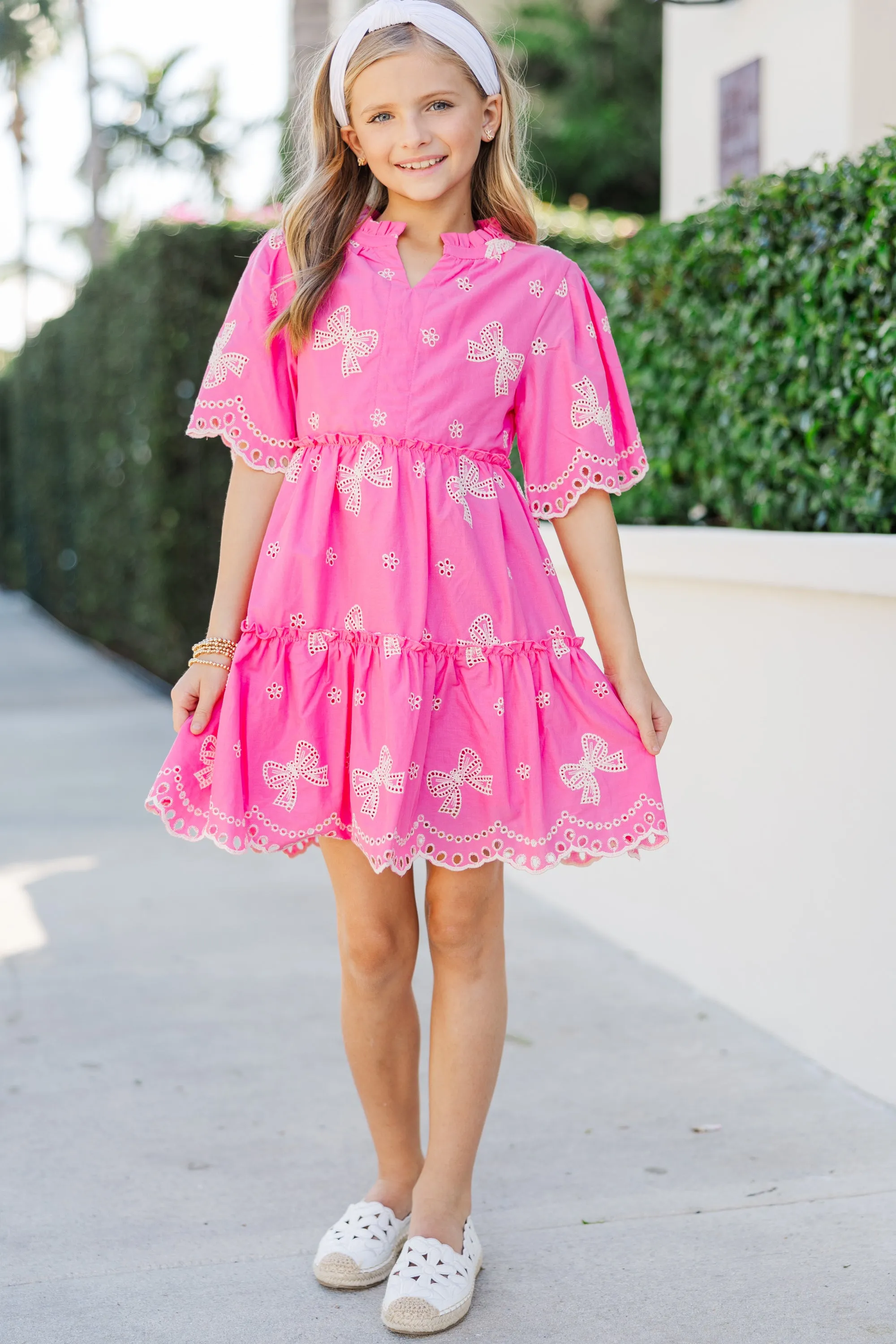 Girls: The Stephanie Fuchsia Pink Eyelet Dress