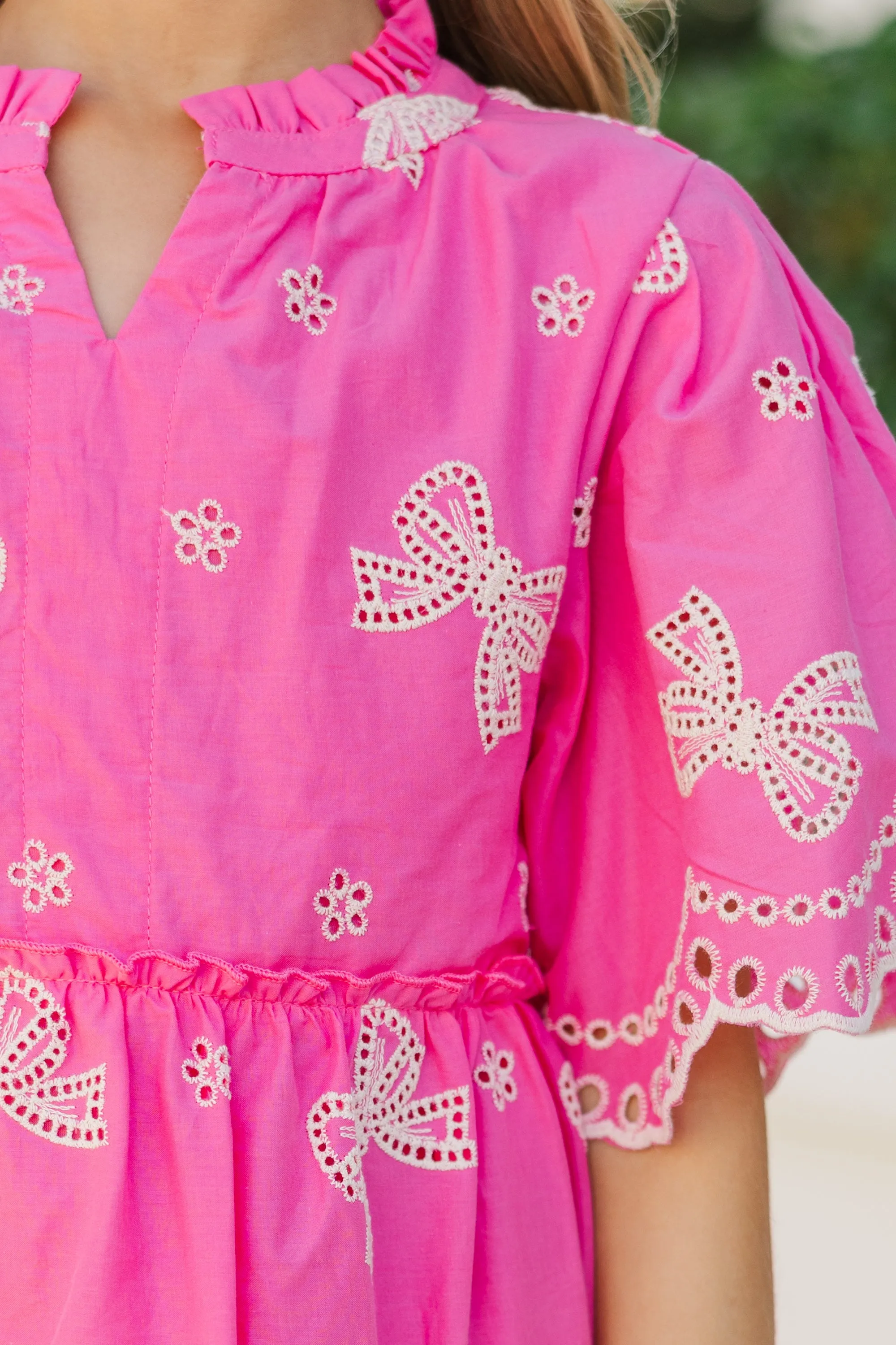 Girls: The Stephanie Fuchsia Pink Eyelet Dress