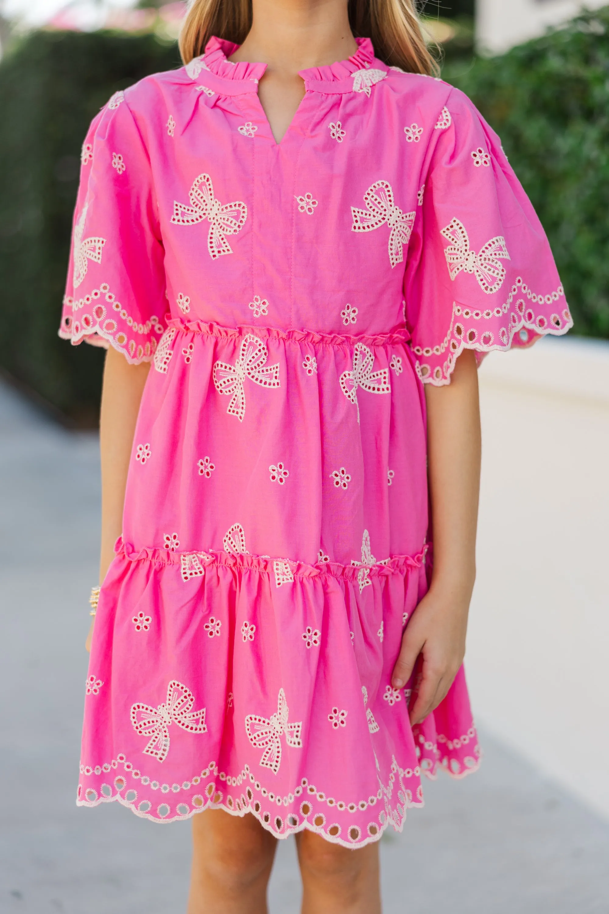 Girls: The Stephanie Fuchsia Pink Eyelet Dress