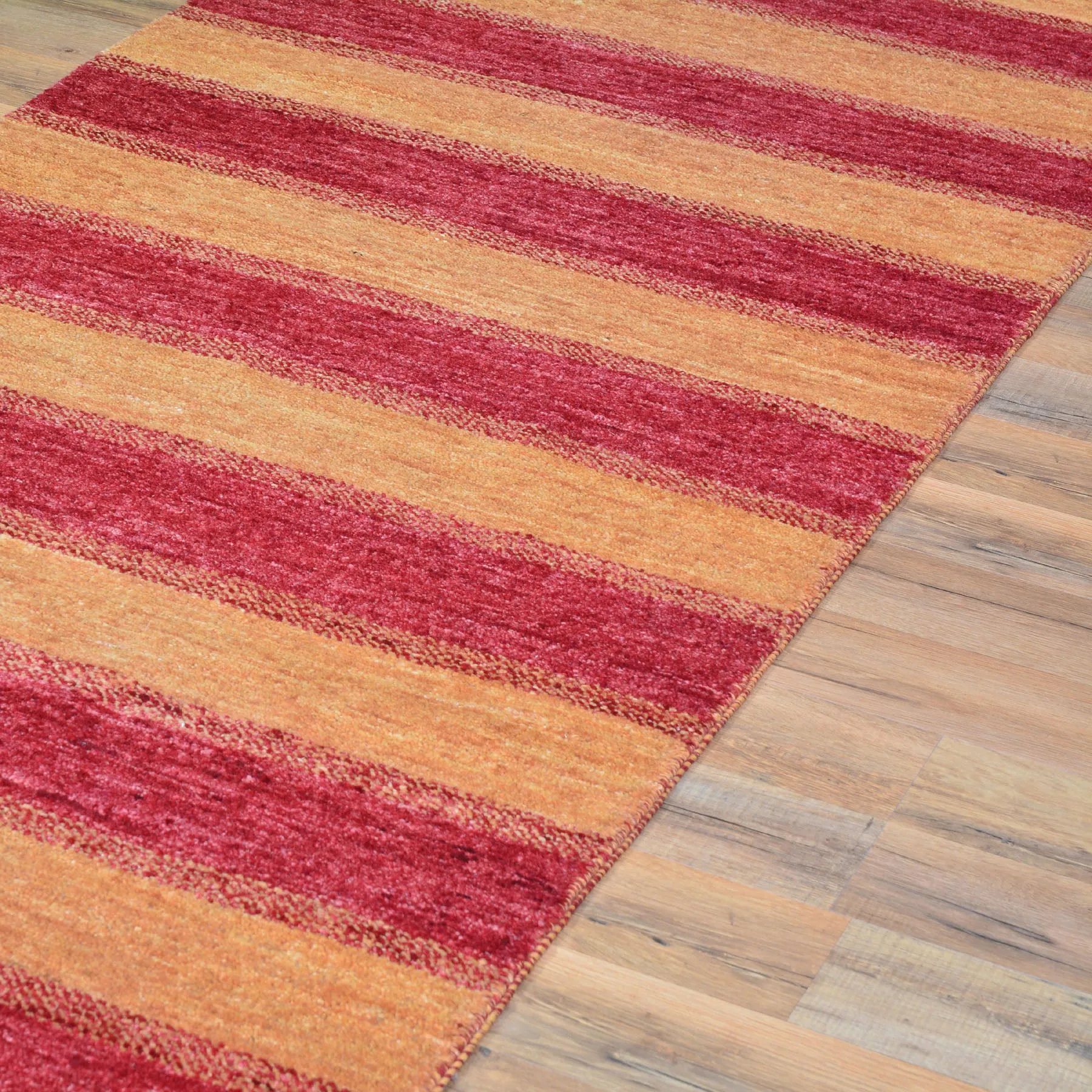 Hand-Woven Modern Striped Gabbeh 100% Wool Rug (Size 2.7 X 8.2) Brral-1752