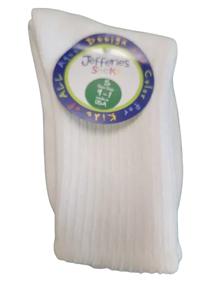 Jefferies Socks School Uniform Rib Crew Socks White