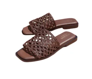 JUTELAUNE Erika embroidered sandal mocca women