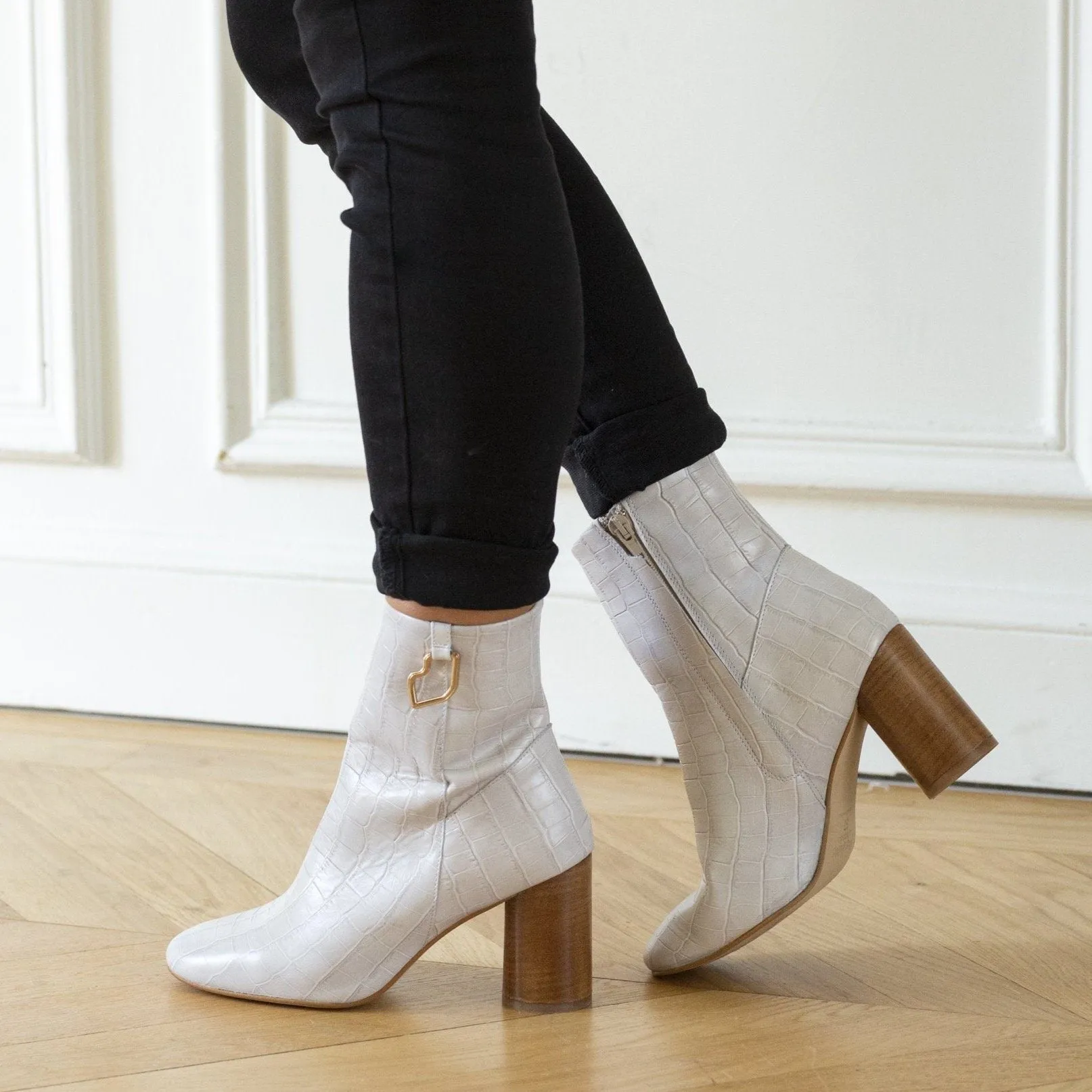 Louise-High Croco Blanc Craie