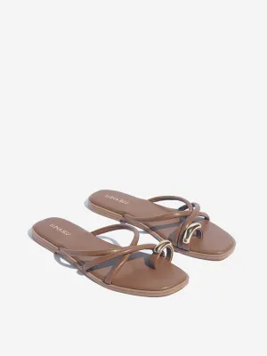 LUNA BLU Tan Cord Toe-Ring Sandals