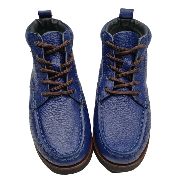 Marc Joseph | NIB Gramercy Blue Grainy Leather Preppy High Top Booties Boy's 11