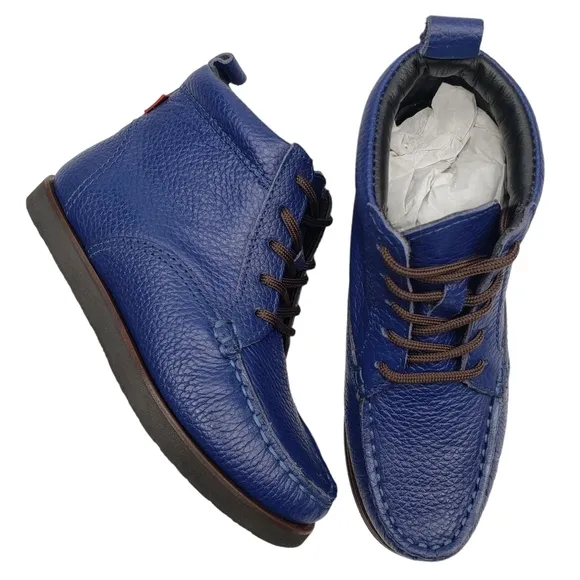 Marc Joseph | NIB Gramercy Blue Grainy Leather Preppy High Top Booties Boy's 11