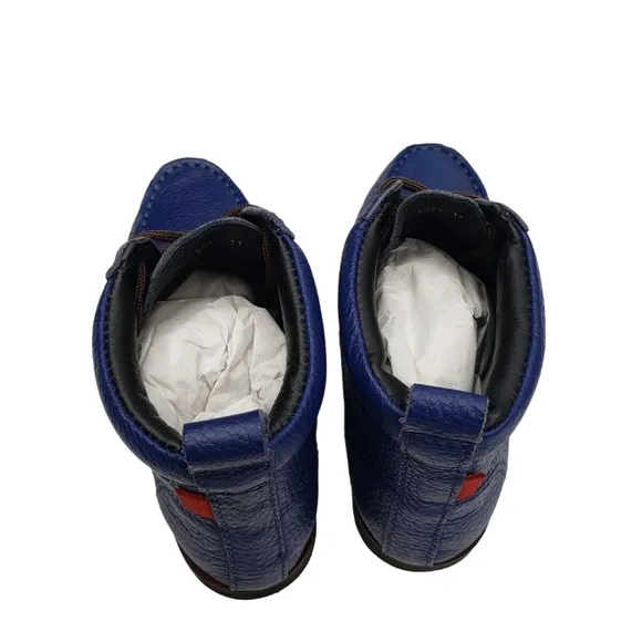 Marc Joseph | NIB Gramercy Blue Grainy Leather Preppy High Top Booties Boy's 11
