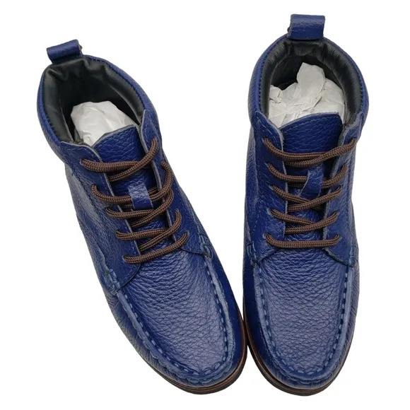 Marc Joseph | NIB Gramercy Blue Grainy Leather Preppy High Top Booties Boy's 11