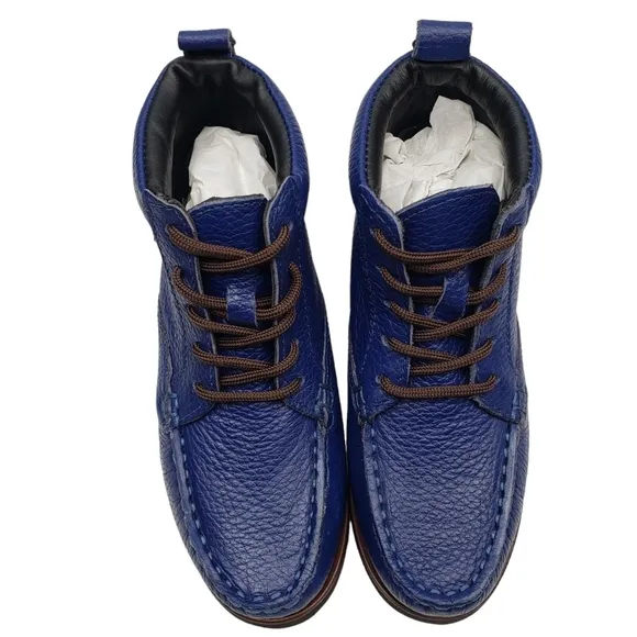 Marc Joseph | NIB Gramercy Blue Grainy Leather Preppy High Top Booties Boy's 11