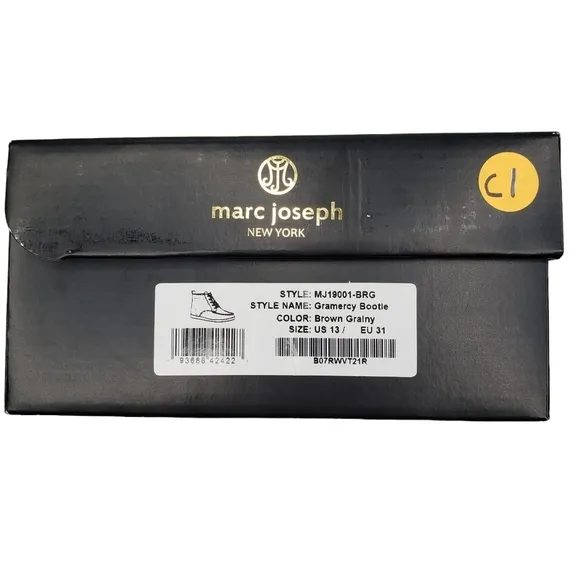 Marc Joseph | NIB Gramercy Brown Grainy Leather Preppy High Top Booties Boy's 13