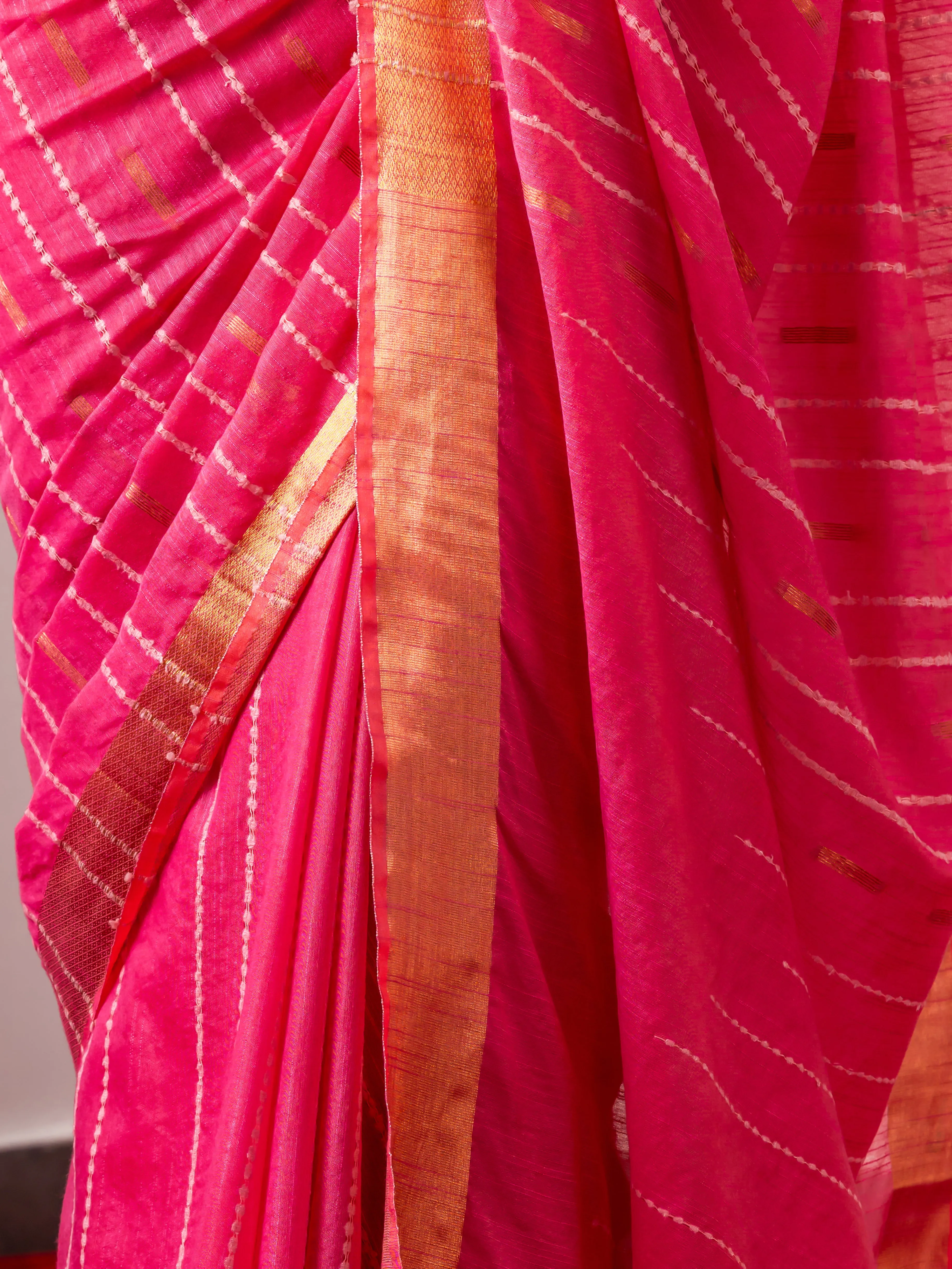 Masoom Pink Soft Bhagalpur Silk Blend saree with Blouse Fabric
