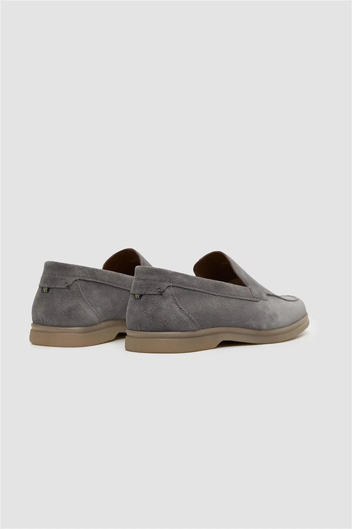 Men’s Suede Leather Moccasin Slip On Loafer Shoes - Breezy - Grey