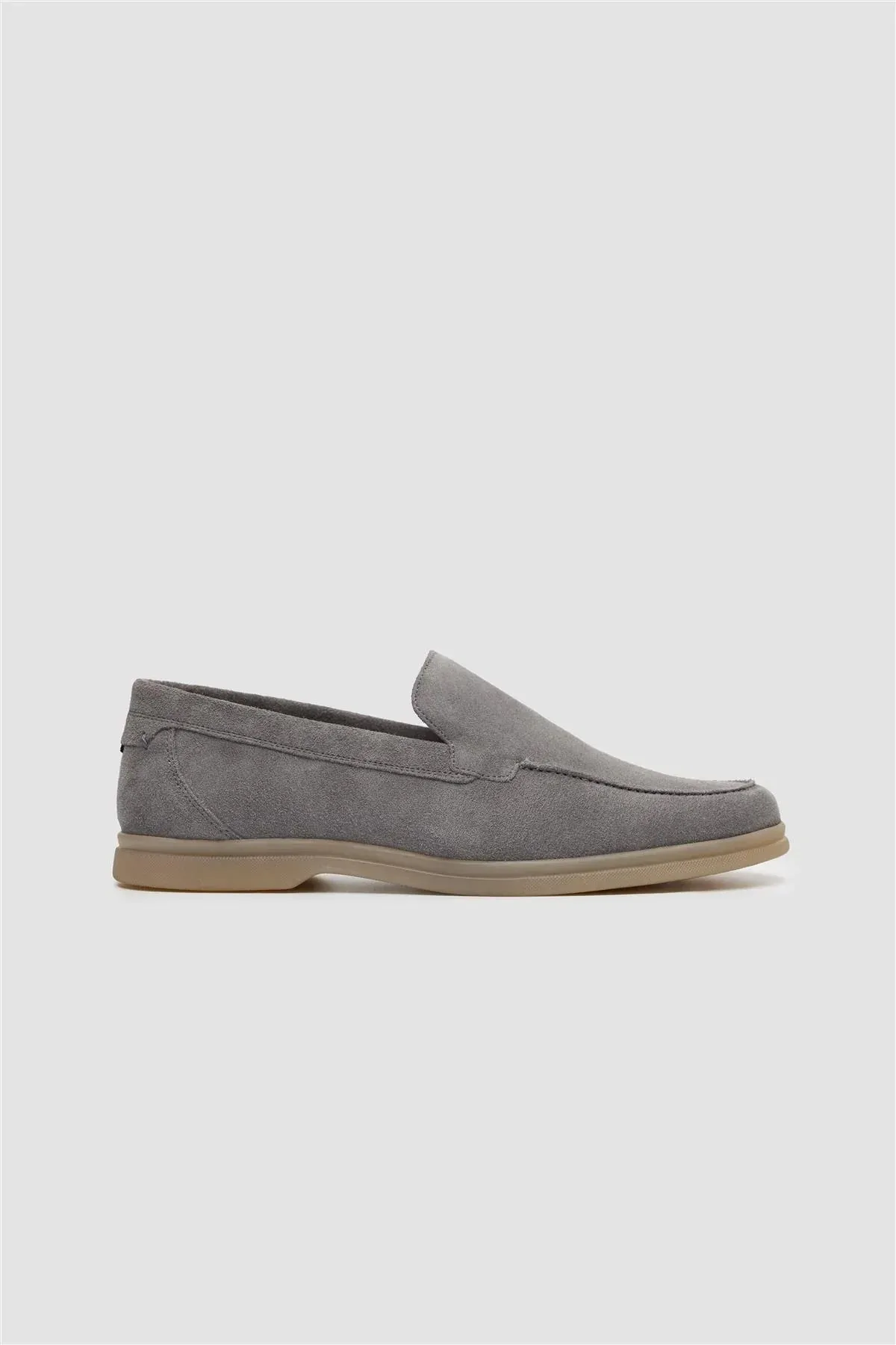Men’s Suede Leather Moccasin Slip On Loafer Shoes - Breezy - Grey