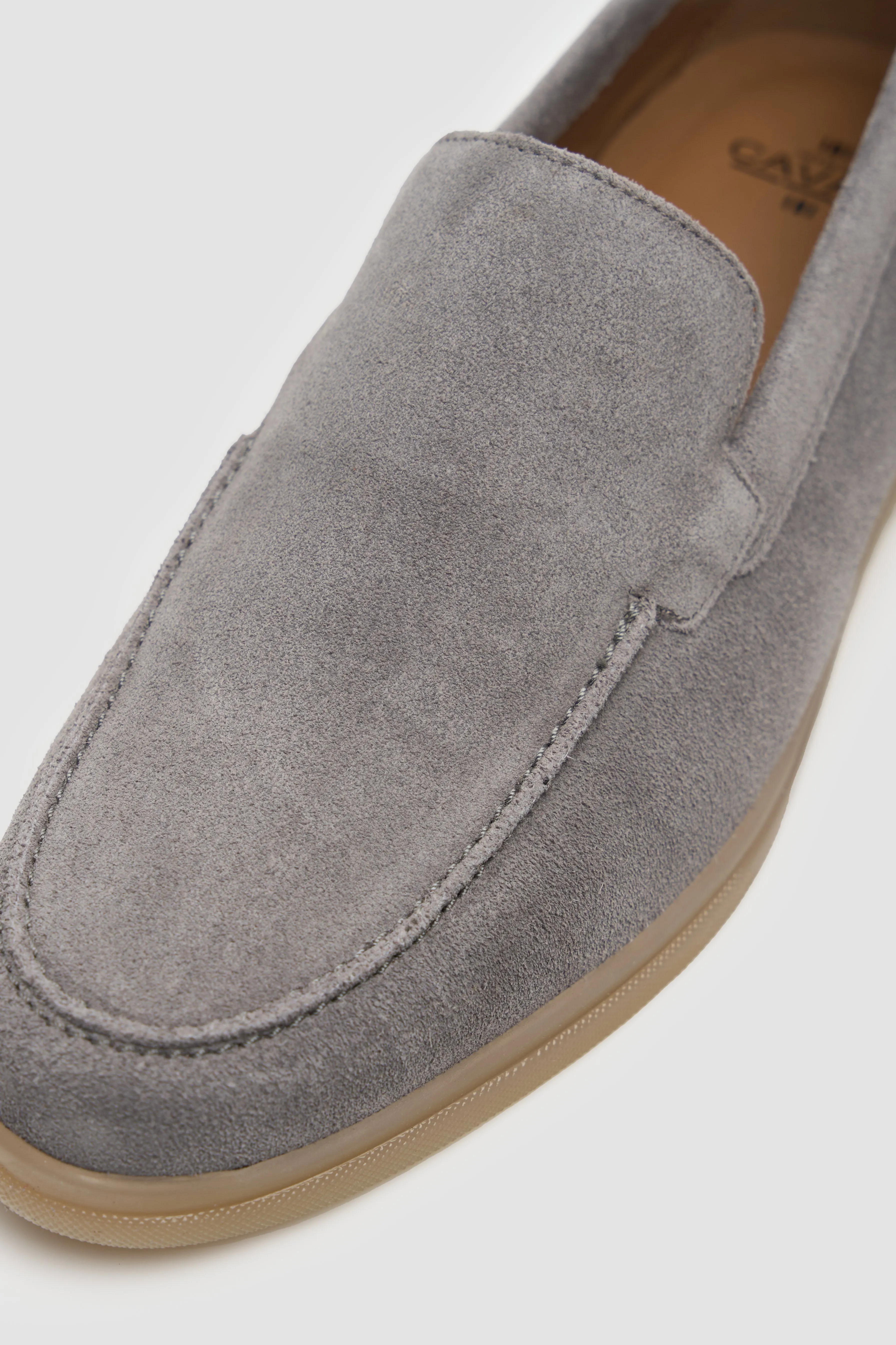 Men’s Suede Leather Moccasin Slip On Loafer Shoes - Breezy - Grey