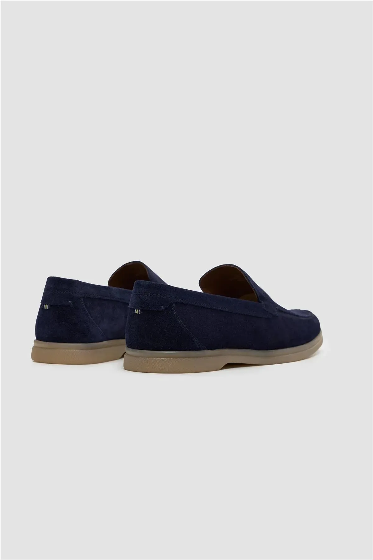 Men’s Suede Leather Moccasin Slip On Loafer Shoes - Breezy - Navy